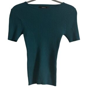 Zesica Teal Short Sleeve Ribbed Top